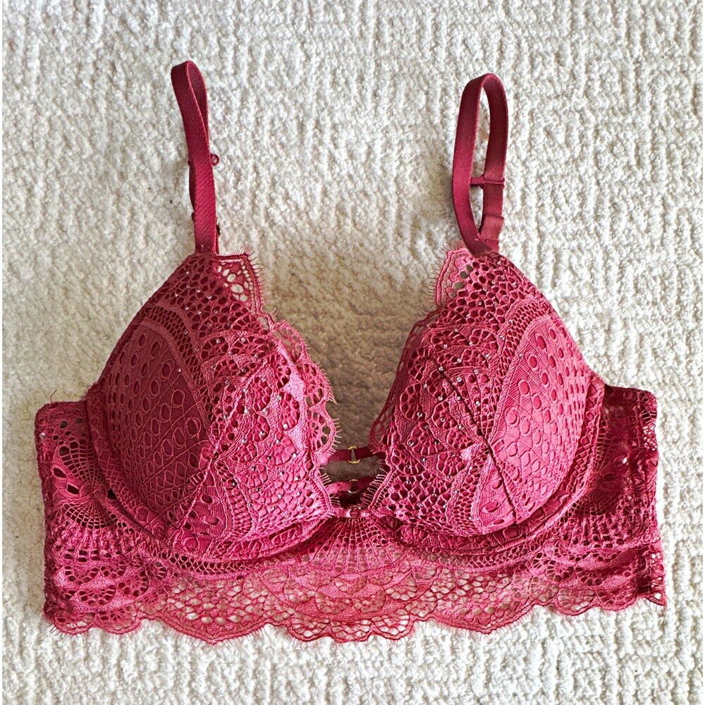 La Senza Beyond Sexy Floral Lace Underwired Padded Bra Pink Sz 32B